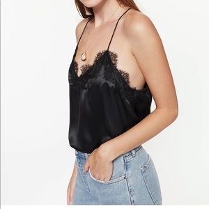 Cami NYC black silk lace top